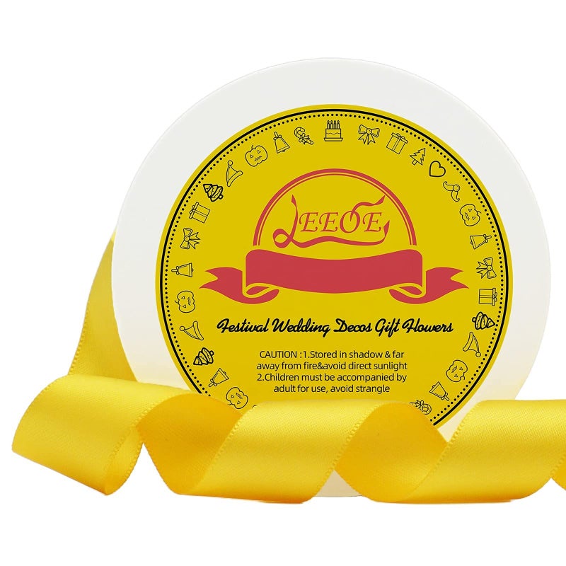 LEEQE Double Face Maize Yellow Satin Ribbon 7/8 inch X 25 Yards Polyester Maize Yellow Ribbon for Gift Wrapping Very Suitable for Weddings Party Invitation Decorations and More - Image 3